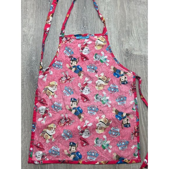 Vintage Paw Patrol Apron For Cooking Unique Cute Dog Print Cotton Red - Picture 5 of 7